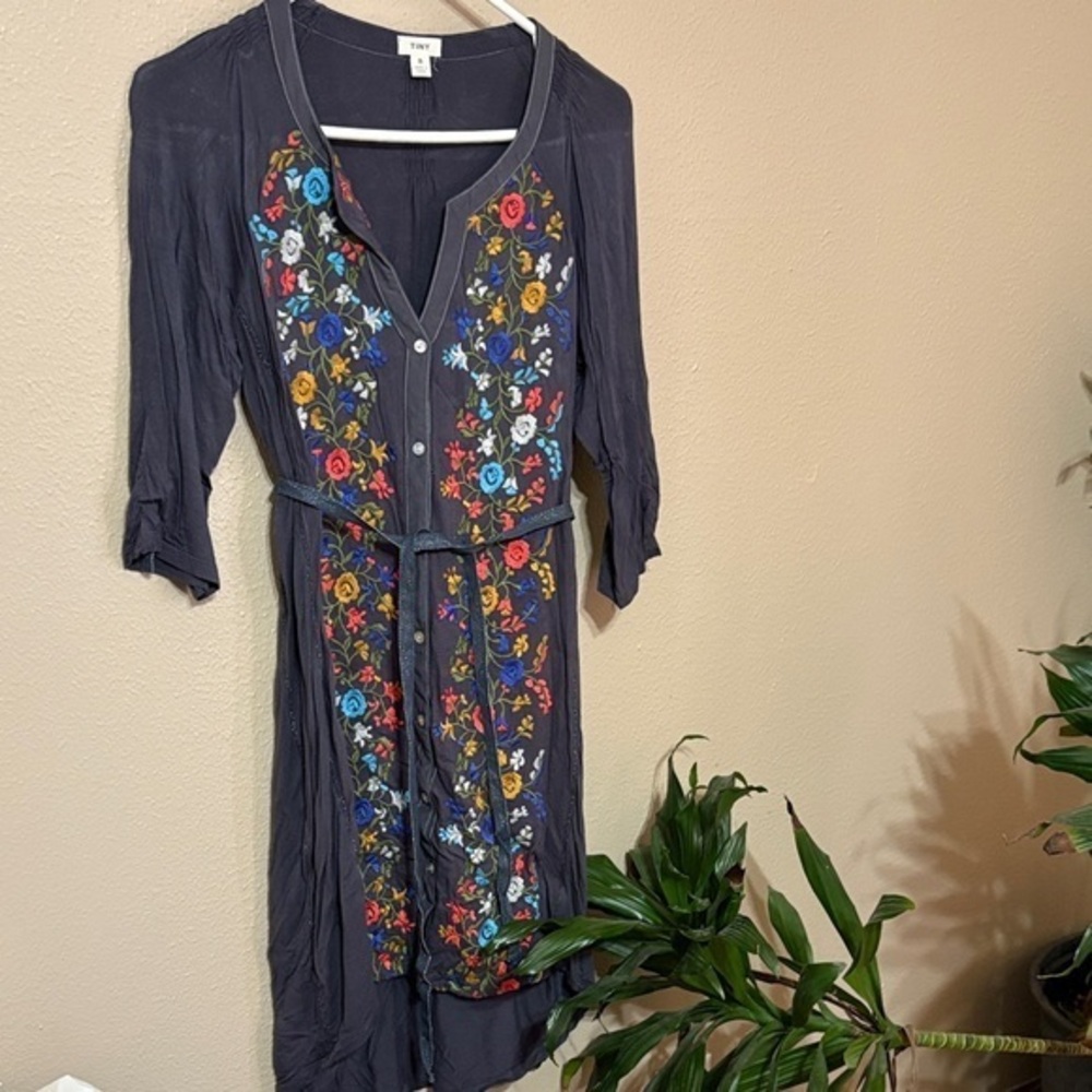 Antropologie Tiny Floral Embroidered Dress